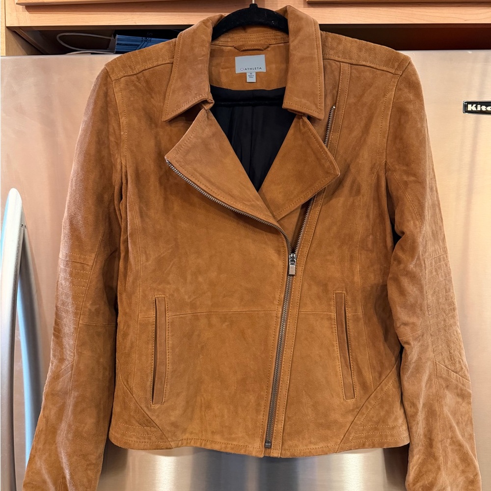 Athleta Tan Suede Leather Jacket
